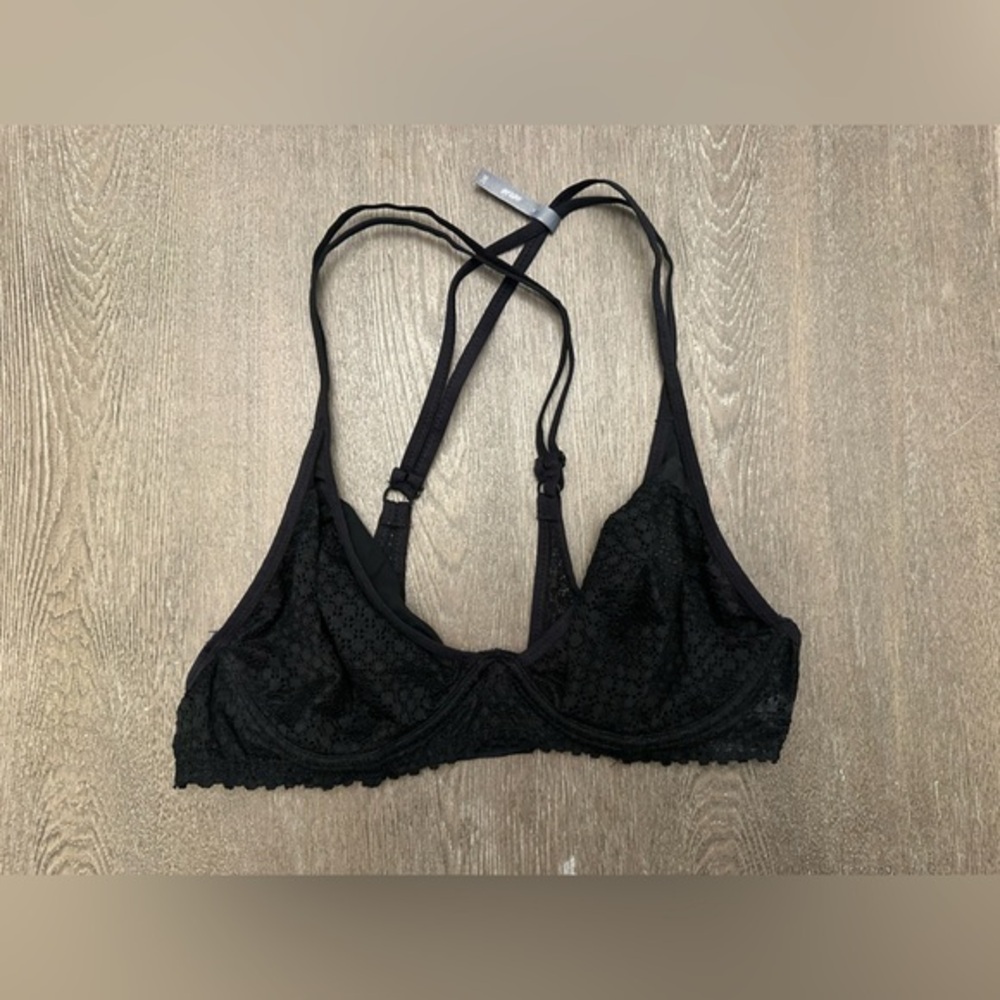 NWOT AWRIE BLACK LACE STRAPPY HALTER BRA - Size 36C SKU:226